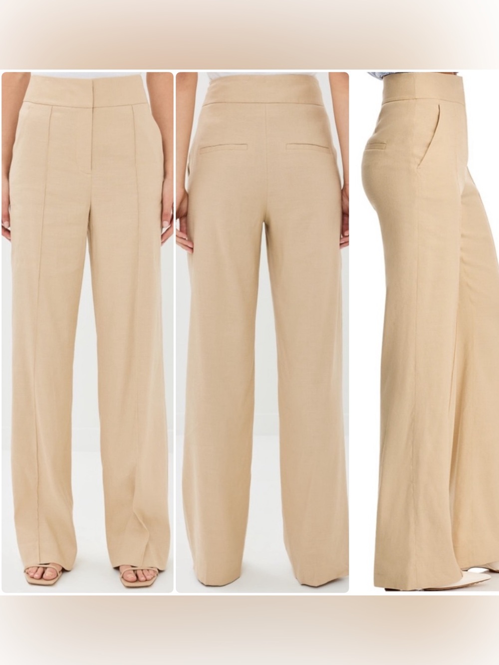 Veronica Beard Cruz Wide-Leg High-Waist Linen Blend Pants